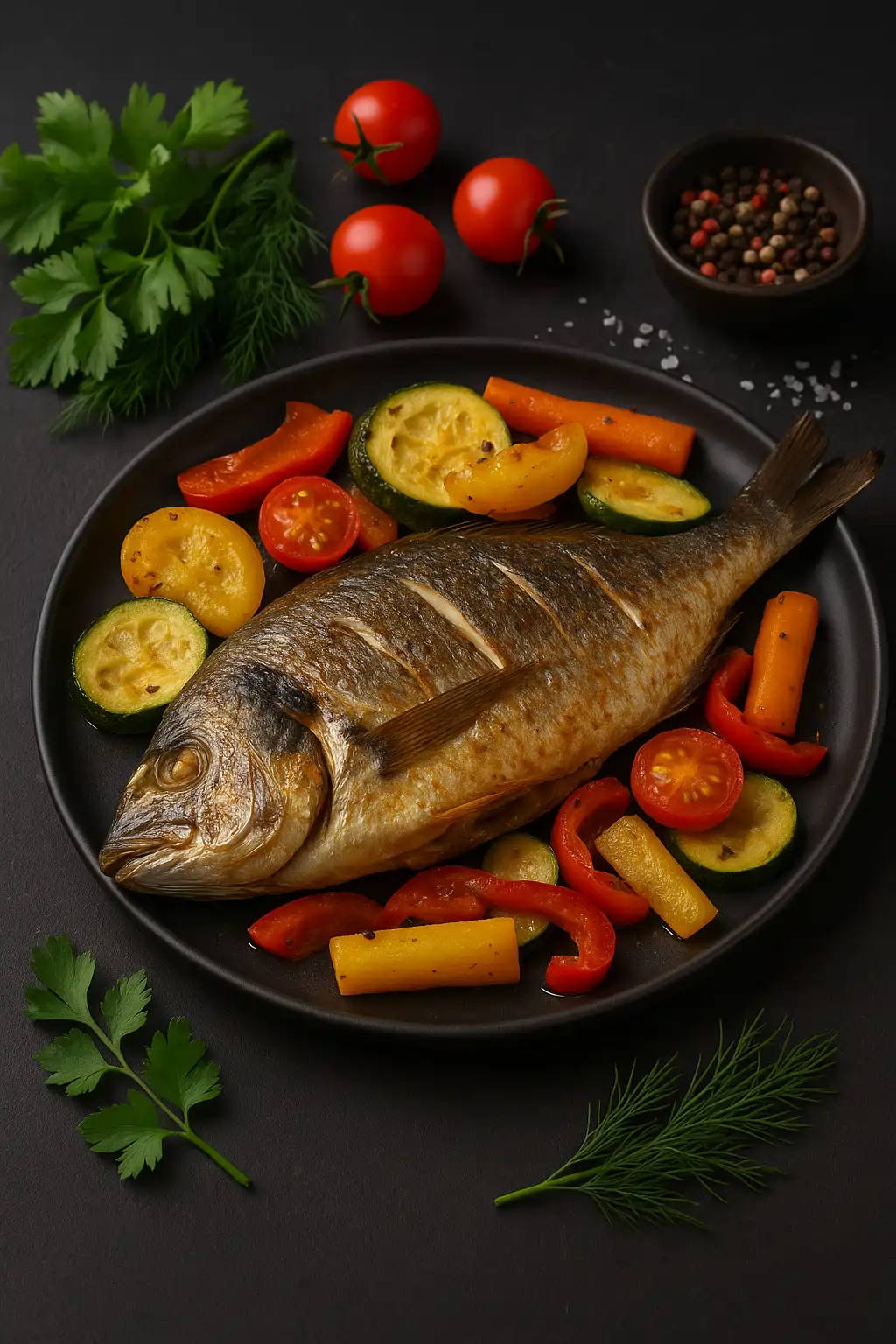 Дорада с овощами