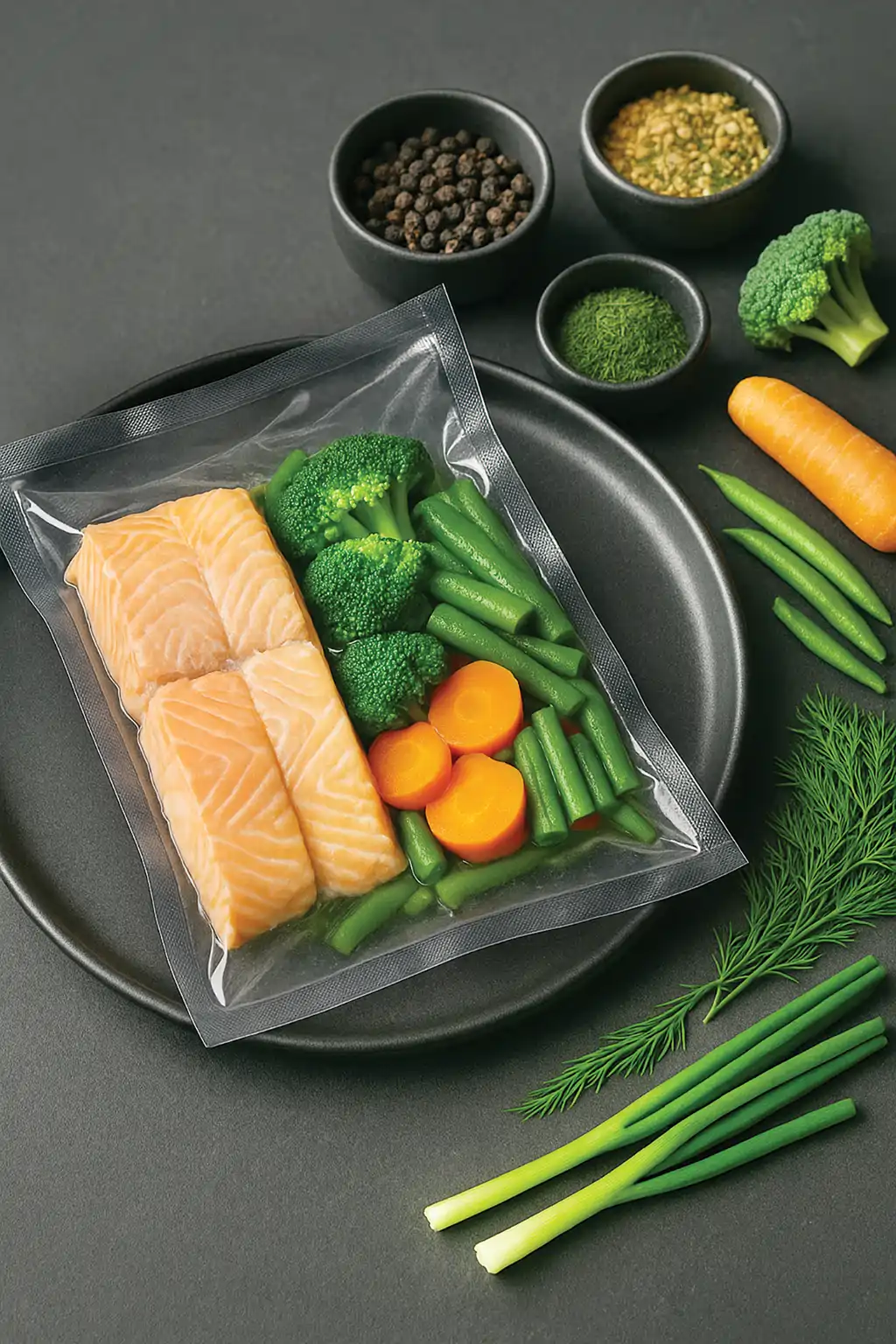 Легкий лосось на пару с овощами