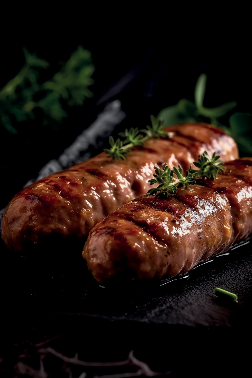 Колбаски гриль с зеленью