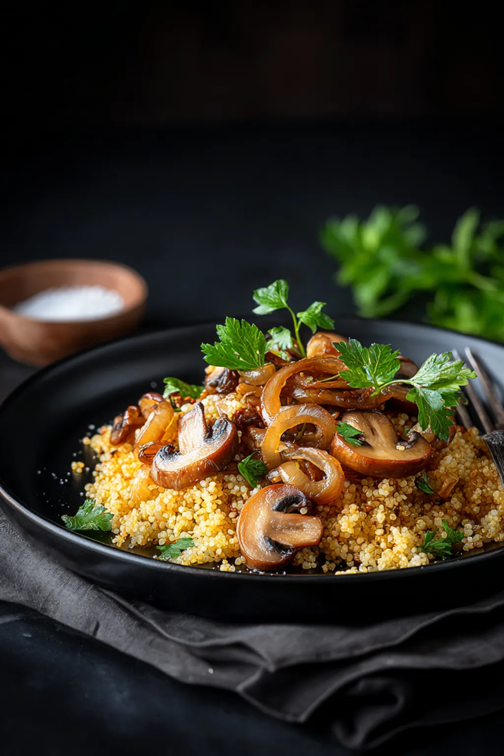 Киноа с грибами