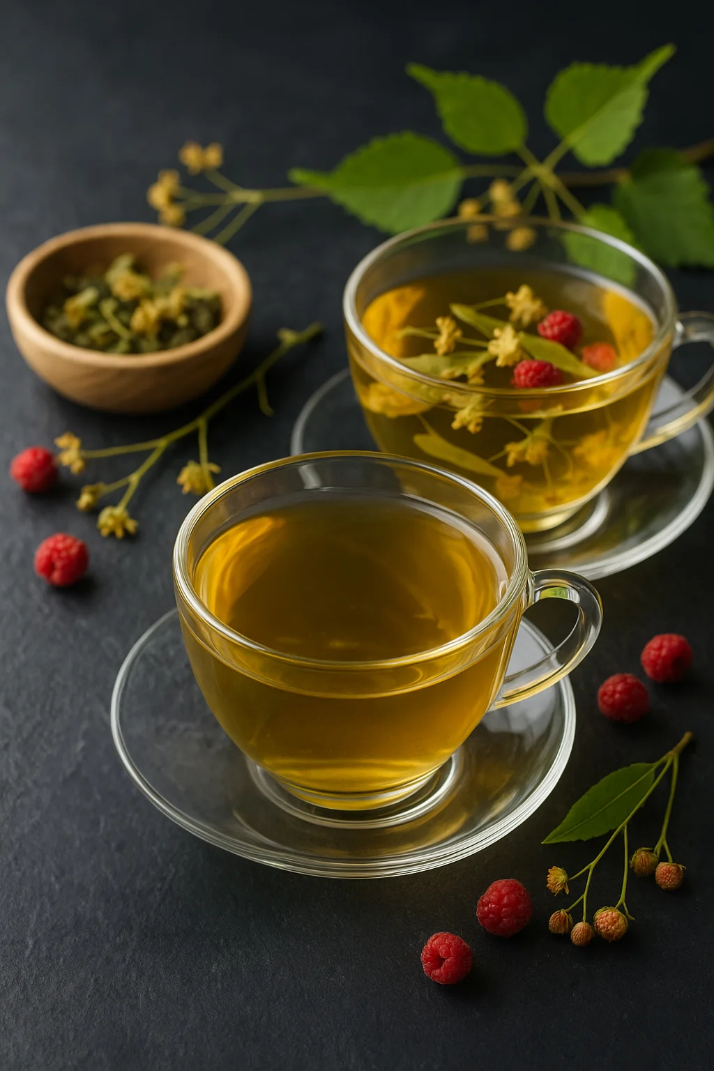 Зеленый чай с липой и малиной