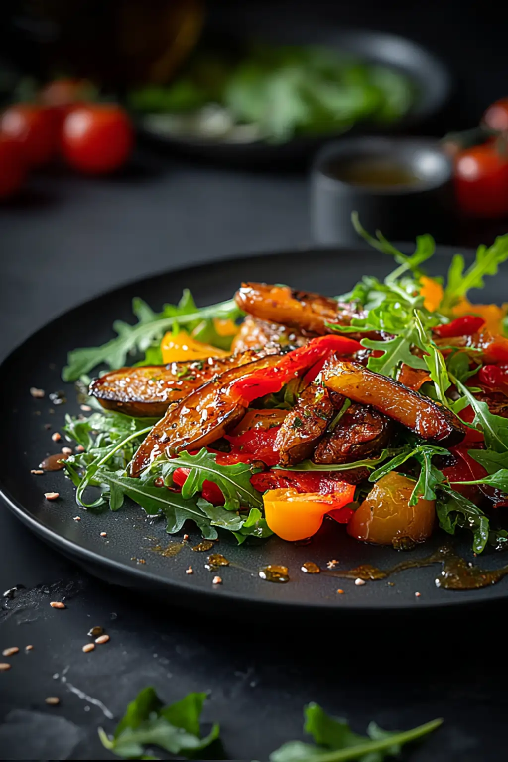 Теплый салат с баклажанами