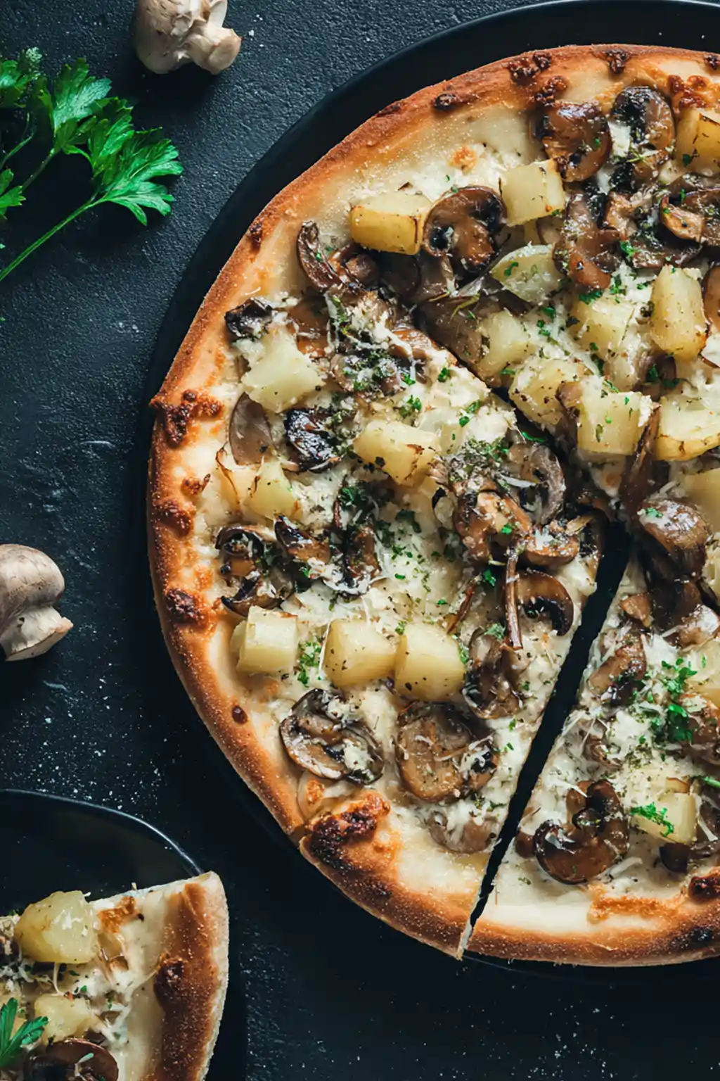 Пицца с грибами и картофелем