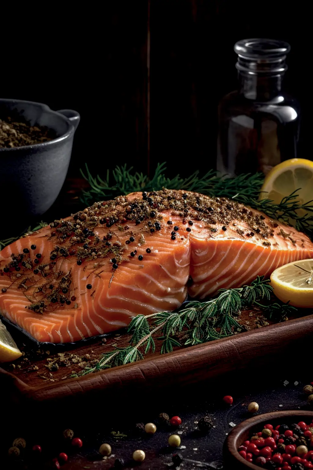 Семга с горчицей и укропом