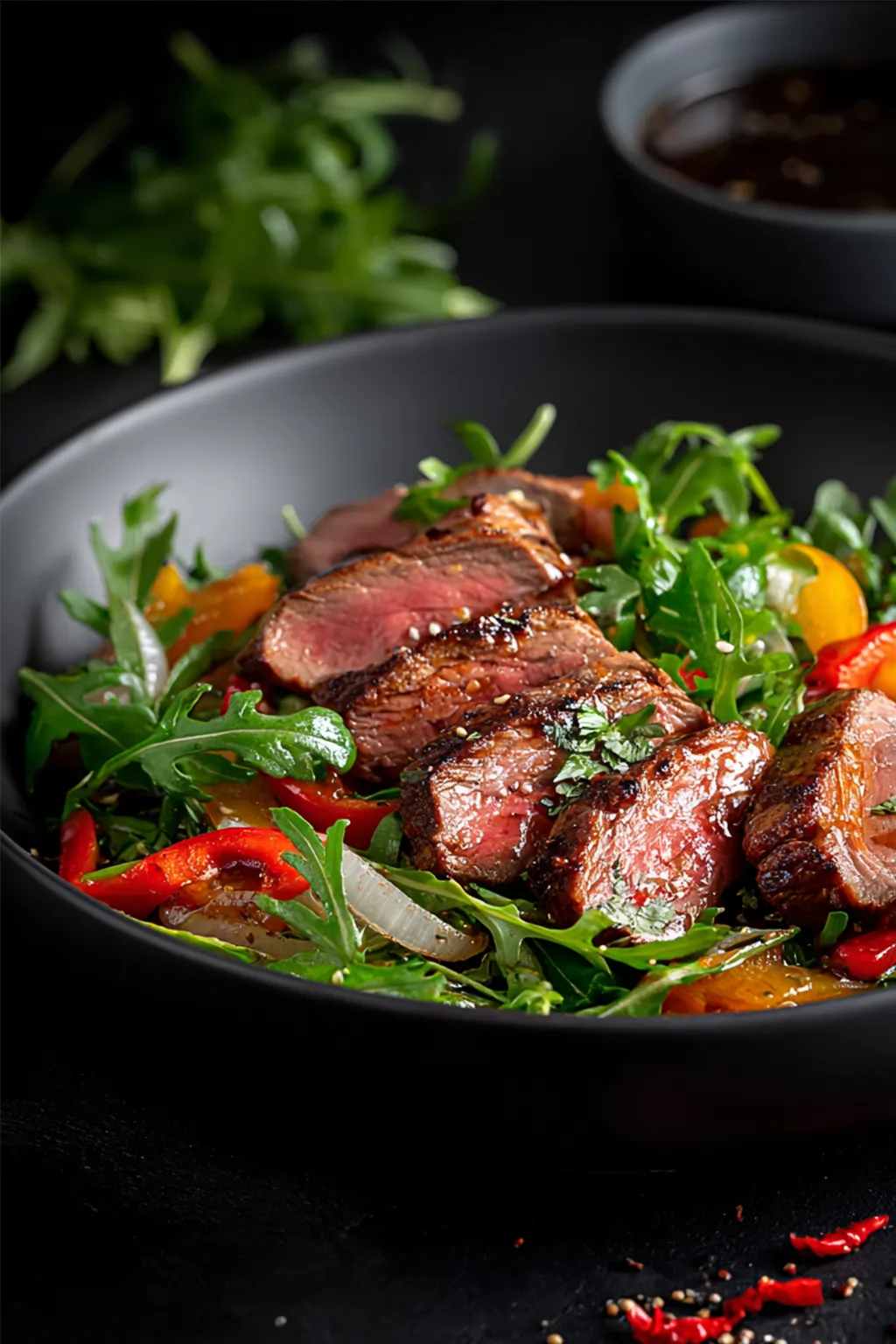 Теплый салат с говядиной