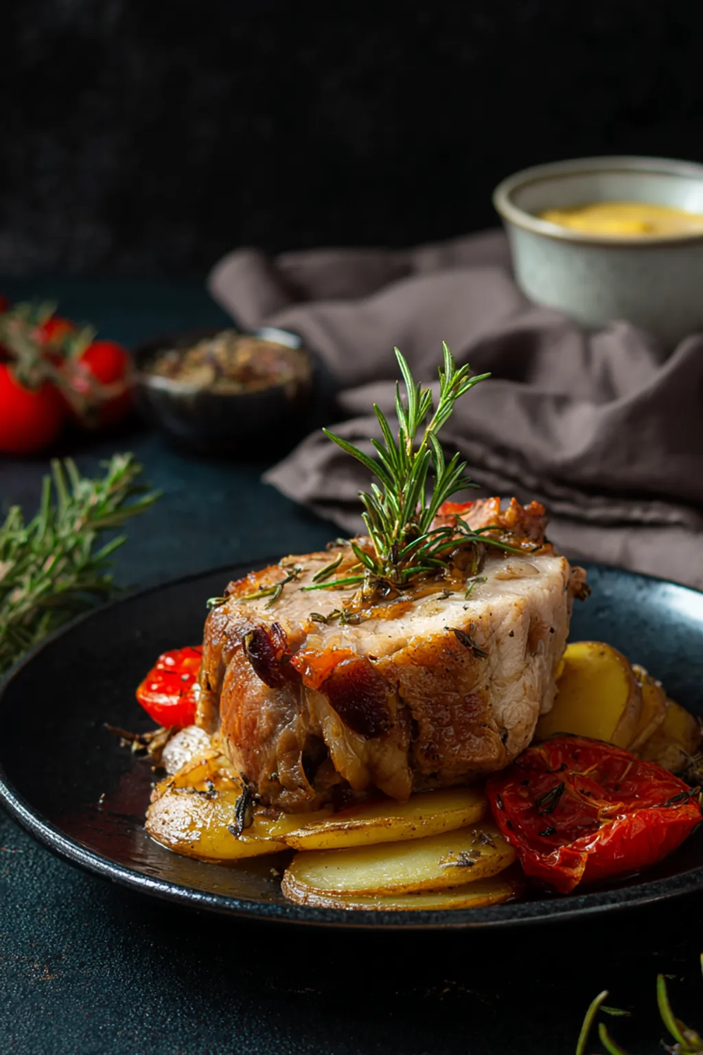 Свинина на вертеле с овощами