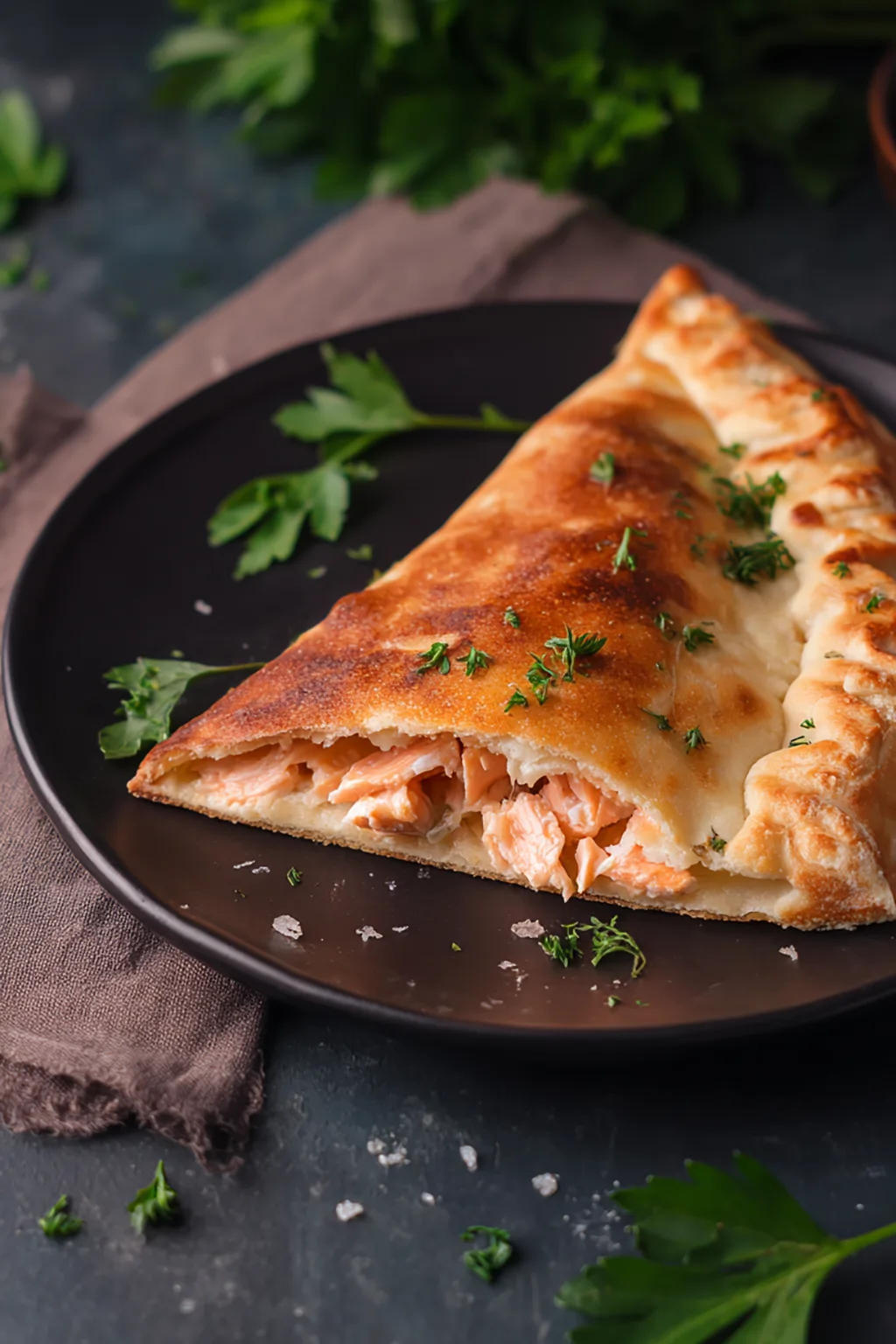 Пицца кальцоне с лососем