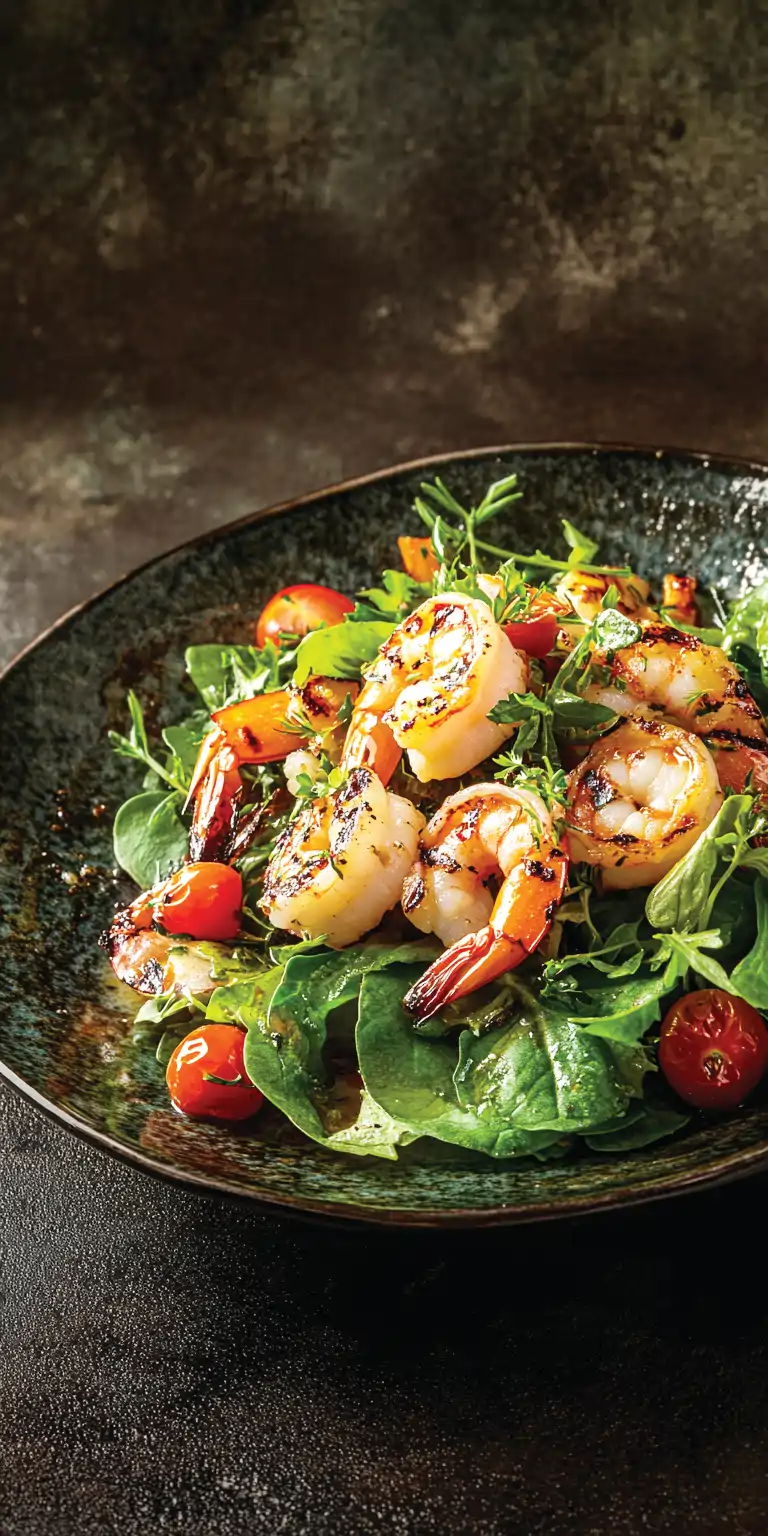 САЛАТ С КРЕВЕТКАМИ НА ГРИЛЕ