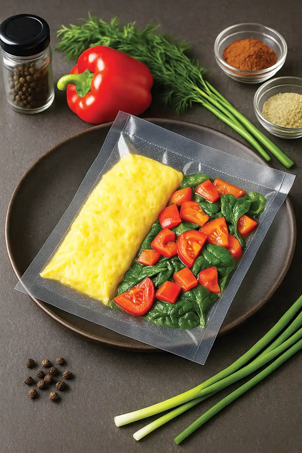 Омлет с овощами и творогом