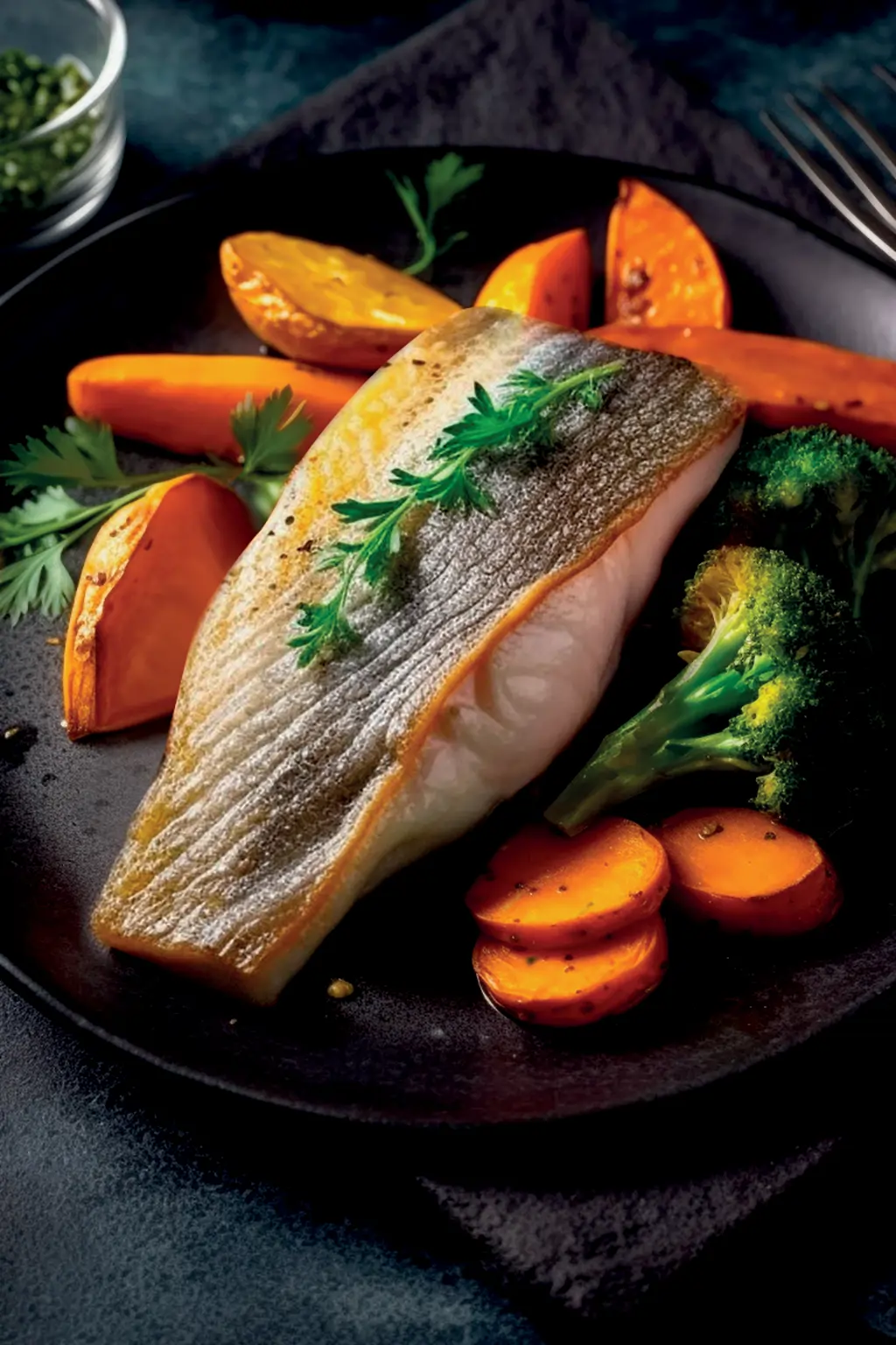 Дорада с овощами